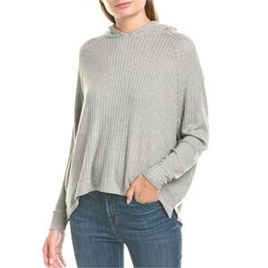 Chaser Womens Gray Drop Shoulder Waffle Thermal Shirtail Hem Hoodie Size Small